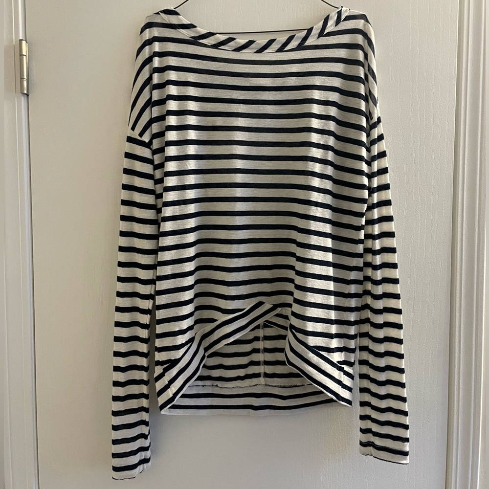 Hard Tail Black and White Striped Long Sleeve Tee